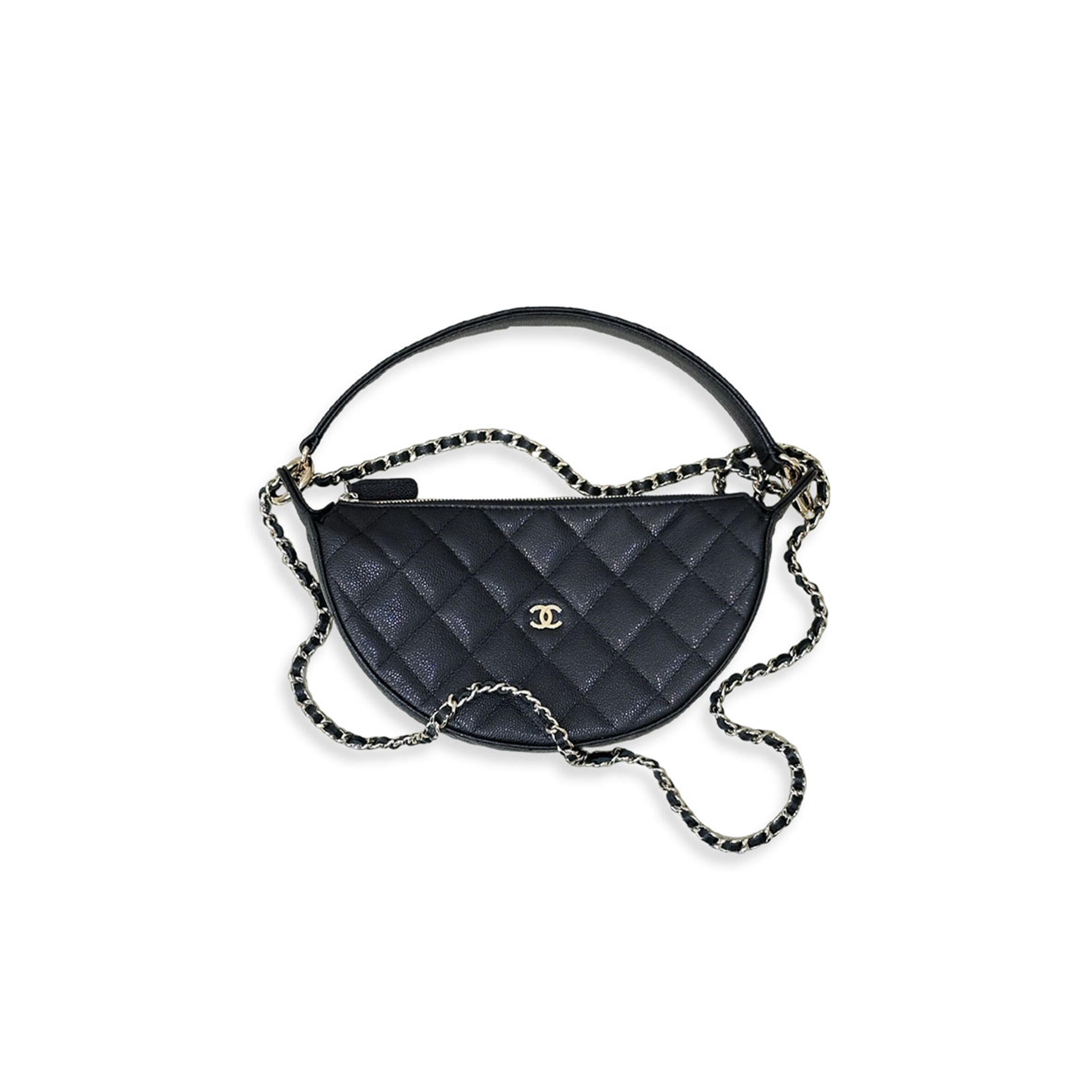 CHANEL CLUTCH WITH CHAIN IN BLACK QUILTED CAVIAR LEATHER WITH GOLD HARDWARE (22*15*6cm)  
